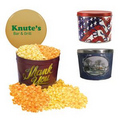 Green Two Way Two Gallon Popcorn Tin w/ Butter & Cheese Flavors